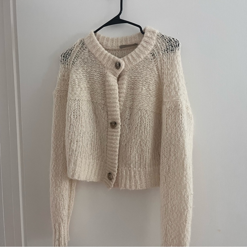 Everlane Cream Button-Up Cardigan